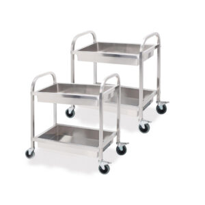 SOGA 2X 2 Tier 85x45x90cm Stainless Steel Kitchen Trolley Bowl Collect Service Food Cart Medium FoodCart1202X2 AU DEPOT - AU DEPOT