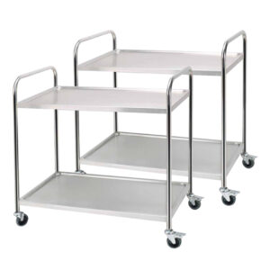 SOGA 2X 2 Tier 86x54x94cm Stainless Steel Kitchen Dinning Food Cart Trolley Utility Round Large FoodCart1104X2 AU DEPOT - AU DEPOT