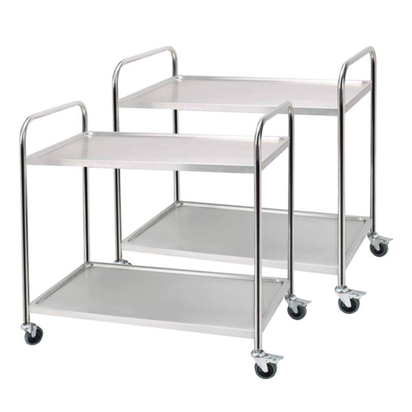 SOGA 2X 2 Tier 86x54x94cm Stainless Steel Kitchen Dinning Food Cart Trolley Utility Round Large, Business & Industrial, Food Service, Food Service Carts, , ,  - AU DEPOT 1