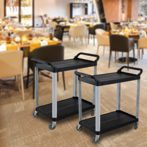 SOGA 2X 2 Tier Food Trolley Portable Kitchen Cart Multifunctional Big Utility Service with wheels 845x430x940mm Black, Business & Industrial, Food Service, Food Service Carts, , ,  - AU DEPOT 2