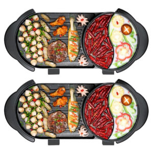 SOGA 2X 2 in 1 Electric Non-Stick BBQ Teppanyaki Grill Plate Steamboat Hotpot 2-8 Person, Home & Living, Kitchen & Dining, Cookware, Griddles & Grill Pans, ,  - AU DEPOT 1