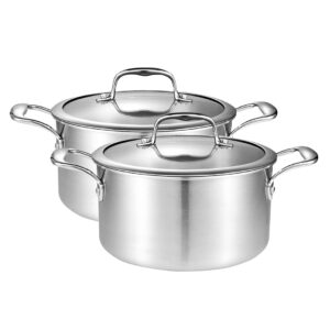 SOGA 2X 20cm Stainless Steel Soup Pot Stock Cooking Stockpot Heavy Duty Thick Bottom with Glass Lid casserole dishes CasseroleTRISPE20X2 AU DEPOT casserole dishes - AU DEPOT