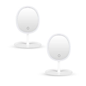 SOGA 2X 26cm White Oval Smart LED Makeup Bedroom Table Vanity Mirror Tricolor Adjustable Light Bathroom Storage MirrorE10X2 AU DEPOT Bathroom Storage - AU DEPOT