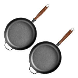 SOGA 2X 29cm Round Cast Iron Frying Pan Skillet Steak Sizzle Platter with Helper Handle Frying Pans ZPaiC5X2 AU DEPOT Frying Pans - AU DEPOT