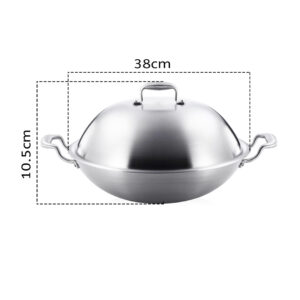 SOGA 2X 3-Ply 38cm Stainless Steel Double Handle Wok Frying Fry Pan Skillet with Lid, Home & Living, Kitchen & Dining, Cookware, Frying Pans, ,  - AU DEPOT 2