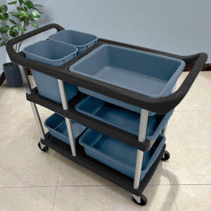 SOGA 2X 3-Tier Commercial Soiled Food Trolley Dirty Plate Cart Five Buckets Kitchen Food Utility, Business & Industrial, Food Service, Food Service Carts, , ,  - AU DEPOT 2