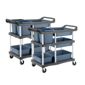 SOGA 2X 3-Tier Commercial Soiled Food Trolley Dirty Plate Cart Five Buckets Kitchen Food Utility, Business & Industrial, Food Service, Food Service Carts, , ,  - AU DEPOT 1