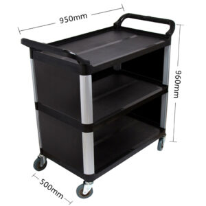 SOGA 2X 3 Tier Covered Food Trolley Food Waste Cart Storage Mechanic Kitchen Black, Business & Industrial, Food Service, Food Service Carts, , ,  - AU DEPOT 2