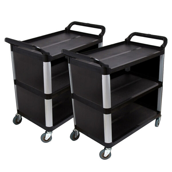 SOGA 2X 3 Tier Covered Food Trolley Food Waste Cart Storage Mechanic Kitchen Black, Business & Industrial, Food Service, Food Service Carts, , ,  - AU DEPOT 1