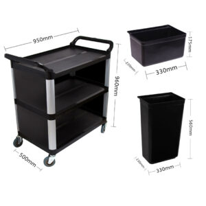 SOGA 2X 3 Tier Covered Food Trolley Food Waste Cart Storage Mechanic Kitchen with Bins, Business & Industrial, Food Service, Food Service Carts, , ,  - AU DEPOT 2