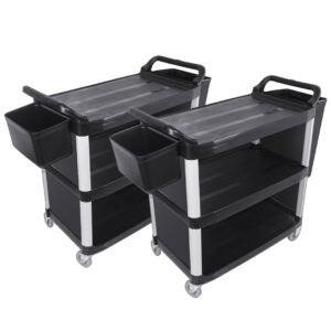 SOGA 2X 3 Tier Covered Food Trolley Food Waste Cart Storage Mechanic Kitchen with Bins, Business & Industrial, Food Service, Food Service Carts, , ,  - AU DEPOT 1