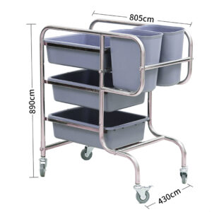 SOGA 2X 3 Tier Food Trolley Food Waste Cart Five Buckets Kitchen Food Utility 80x43x89cm Round, Business & Industrial, Food Service, Food Service Carts, , ,  - AU DEPOT 2