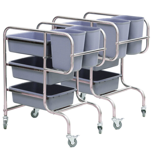 SOGA 2X 3 Tier Food Trolley Food Waste Cart Five Buckets Kitchen Food Utility 80x43x89cm Round, Business & Industrial, Food Service, Food Service Carts, , ,  - AU DEPOT 1