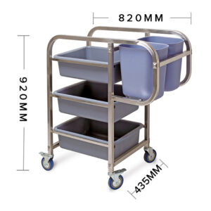 SOGA 2X 3 Tier Food Trolley Food Waste Cart Five Buckets Kitchen Food Utility 82x43x92cm Square, Business & Industrial, Food Service, Food Service Carts, , ,  - AU DEPOT 2