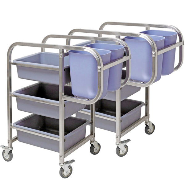 SOGA 2X 3 Tier Food Trolley Food Waste Cart Five Buckets Kitchen Food Utility 82x43x92cm Square, Business & Industrial, Food Service, Food Service Carts, , ,  - AU DEPOT 1