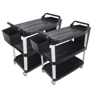 SOGA 2X 3 Tier Food Trolley Food Waste Cart w 2 Bin Food Utility Kitchen Large FoodCartRubbishWithWasteBinsLX2 AU DEPOT - AU DEPOT