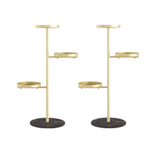 SOGA 2X 3 Tier Gold Round Plant Stand Flowerpot Tray Display Living Room Balcony Metal Decorative Shelf FPotH103X2 AU DEPOT - AU DEPOT