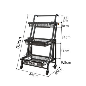 SOGA 2X 3 Tier Steel Black Adjustable Kitchen Cart Multi-Functional Shelves Portable Storage Organizer with Wheels, Garden, Tools & Hardware, Garage Storage & Organisation, Utility Shelves, , ,  - AU DEPOT 2