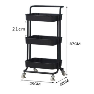 SOGA 2X 3 Tier Steel Black Movable Kitchen Cart Multi-Functional Shelves Portable Storage Organizer with Wheels, Garden, Tools & Hardware, Garage Storage & Organisation, Utility Shelves, , ,  - AU DEPOT 2