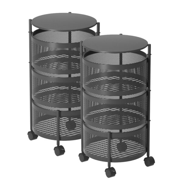 SOGA 2X 3 Tier Steel Round Rotating Kitchen Cart Multi-Functional Shelves Portable Storage Organizer with Wheels, Garden, Tools & Hardware, Garage Storage & Organisation, Utility Shelves, , ,  - AU DEPOT 1