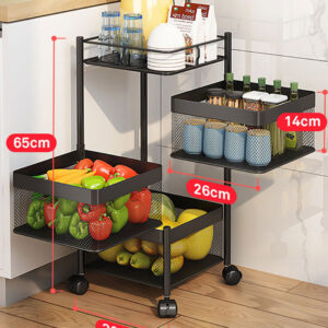 SOGA 2X 3 Tier Steel Square Rotating Kitchen Cart Multi-Functional Shelves Portable Storage Organizer with Wheels, Garden, Tools & Hardware, Garage Storage & Organisation, Utility Shelves, , ,  - AU DEPOT 2