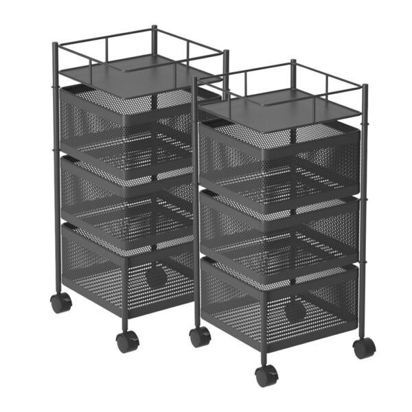 SOGA 2X 3 Tier Steel Square Rotating Kitchen Cart Multi-Functional Shelves Portable Storage Organizer with Wheels, Garden, Tools & Hardware, Garage Storage & Organisation, Utility Shelves, , ,  - AU DEPOT 1