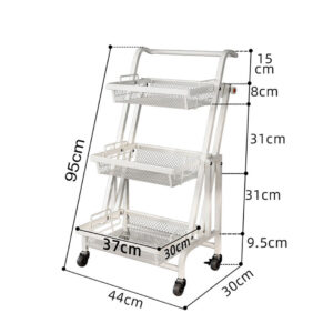 SOGA 2X 3 Tier Steel White Adjustable Kitchen Cart Multi-Functional Shelves Portable Storage Organizer with Wheels, Garden, Tools & Hardware, Garage Storage & Organisation, Utility Shelves, , ,  - AU DEPOT 2