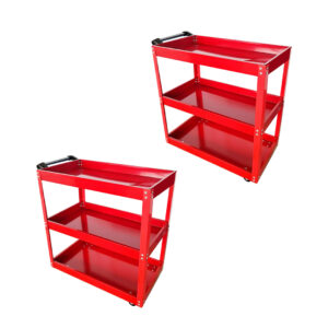 SOGA 2X 3 Tier Tool Storage Cart Portable Service Utility Heavy Duty Mobile Trolley Red ToolCart604X2 AU DEPOT - AU DEPOT