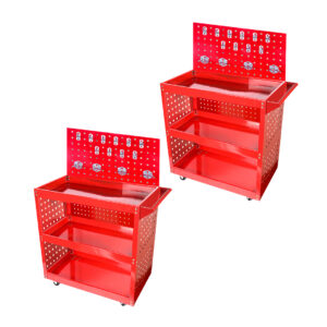 SOGA 2X 3 Tier Tool Storage Cart Portable Service Utility Heavy Duty Mobile Trolley with Porous Side Panels ToolCart607X2 AU DEPOT - AU DEPOT