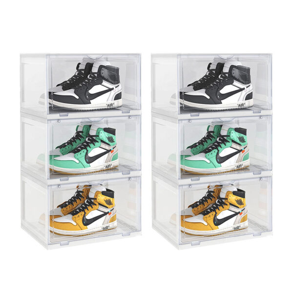 SOGA 2X 3 Tier Transparent Portable Shoe Organiser Sneaker Footwear Folding Plastic Bin Stackable Storage Box with Magnetic Door, Furniture, Storage & Shelving, Shoe Storage, , ,  - AU DEPOT 1