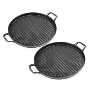 SOGA 2X 30cm Ribbed Cast Iron Frying Pan Skillet Coating Steak Sizzle Platter, Home & Living, Kitchen & Dining, Cookware, Frying Pans, ,  - AU DEPOT 1