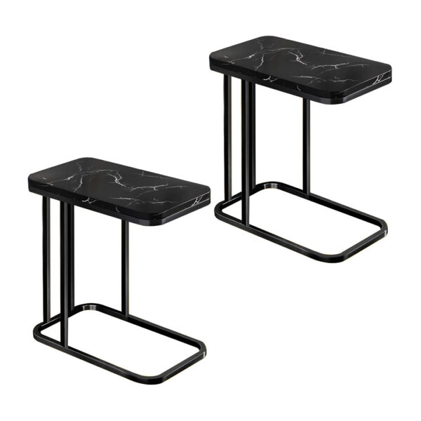 SOGA 2X 30x50cm Black Ceramic Sofa Side Square Mini Table w/ Black Metal Legs, Furniture, Living Room Furniture, Tables, , ,  - AU DEPOT 1