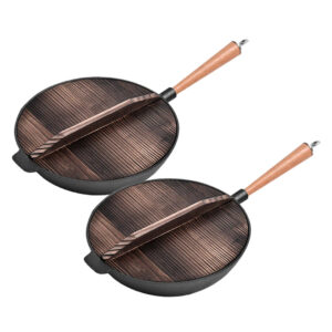 SOGA 2X 31cm Commercial Cast Iron Wok FryPan Fry Pan Frying Pans ZPai012X2 AU DEPOT Frying Pans - AU DEPOT