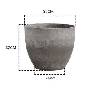 SOGA 2X 32cm Rock Grey Round Resin Plant Flower Pot in Cement Pattern Planter Cachepot for Indoor Home Office, Home & Living, Home Decor, Indoor Pots, Planters and Plant Stands, , ,  - AU DEPOT 2