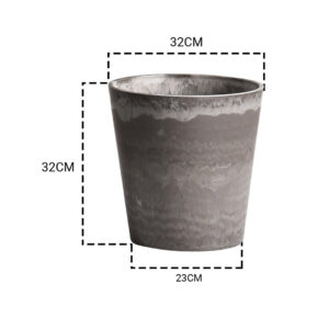 SOGA 2X 32cm Rock Grey Round Resin Plant Flower Pot in Cement Pattern Planter Cachepot for Indoor Home Office, Home & Living, Home Decor, Indoor Pots, Planters and Plant Stands, , ,  - AU DEPOT 2