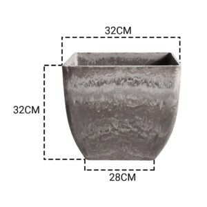 SOGA 2X 32cm Rock Grey Square Resin Plant Flower Pot in Cement Pattern Planter Cachepot for Indoor Home Office, Home & Living, Home Decor, Indoor Pots, Planters and Plant Stands, , ,  - AU DEPOT 2