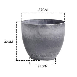 SOGA 2X 32cm Weathered Grey Round Resin Plant Flower Pot in Cement Pattern Planter Cachepot for Indoor Home Office, Home & Living, Home Decor, Indoor Pots, Planters and Plant Stands, , ,  - AU DEPOT 2