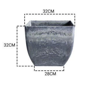 SOGA 2X 32cm Weathered Grey Square Resin Plant Flower Pot in Cement Pattern Planter Cachepot for Indoor Home Office, Home & Living, Home Decor, Indoor Pots, Planters and Plant Stands, , ,  - AU DEPOT 2