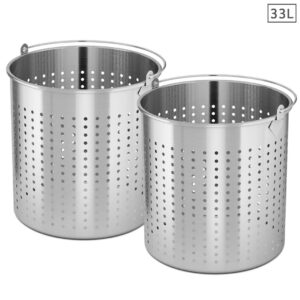 SOGA 2X 33L 18/10 Stainless Steel Perforated Stockpot Basket Pasta Strainer with Handle, home & living, kitchen & dining, cookware, stock & multi pots, ,  - AU DEPOT 1