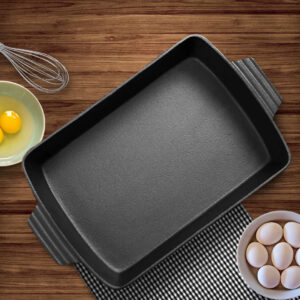 SOGA 2X 33cm Cast Iron Rectangle Bread Cake Baking Dish Lasagna Roasting Pan, Home & Living, Kitchen & Dining, Bakeware, Baking Dishes, ,  - AU DEPOT 2