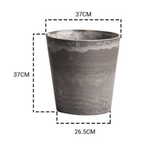 SOGA 2X 37cm Rock Grey Round Resin Tapered Plant Flower Pot in Cement Pattern Planter Cachepot for Indoor Home Office, Home & Living, Home Decor, Indoor Pots, Planters and Plant Stands, , ,  - AU DEPOT 2