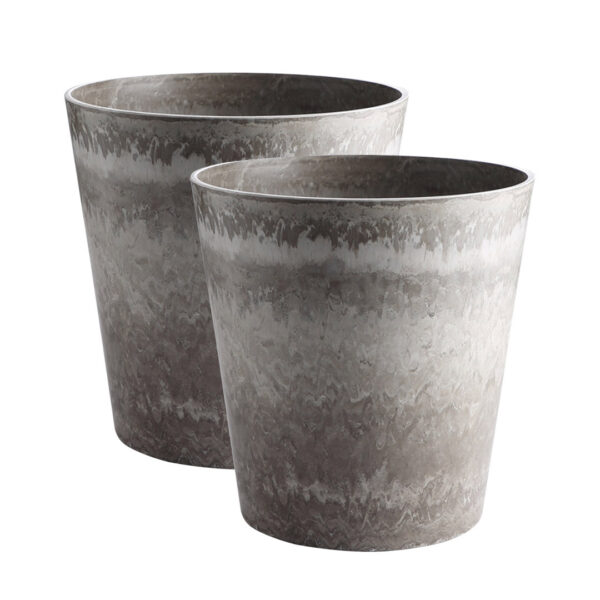 SOGA 2X 37cm Rock Grey Round Resin Tapered Plant Flower Pot in Cement Pattern Planter Cachepot for Indoor Home Office, Home & Living, Home Decor, Indoor Pots, Planters and Plant Stands, , ,  - AU DEPOT 1