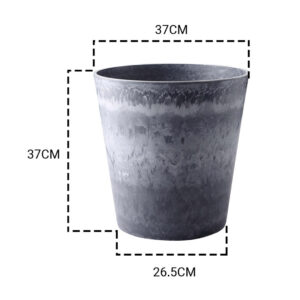 SOGA 2X 37cm Weathered Grey Round Resin Plant Flower Pot in Cement Pattern Planter Cachepot for Indoor Home Office, Home & Living, Home Decor, Indoor Pots, Planters and Plant Stands, , ,  - AU DEPOT 2