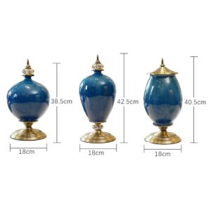 SOGA 2X 38cm Ceramic Oval Flower Vase with Gold Metal Base Dark Blue, Home & Living, Home Decor, Vases, , ,  - AU DEPOT 2