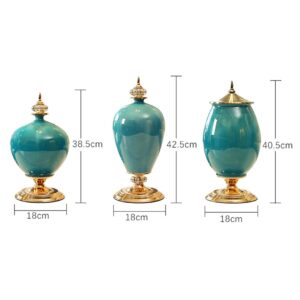 SOGA 2X 38cm Ceramic Oval Flower Vase with Gold Metal Base Green, Home & Living, Home Decor, Vases, , ,  - AU DEPOT 2