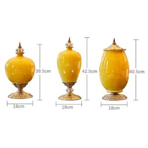 SOGA 2X 38cm Ceramic Oval Flower Vase with Gold Metal Base Yellow, Home & Living, Home Decor, Vases, , ,  - AU DEPOT 2