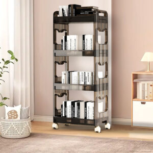 SOGA 2X 38x24cm Black 3 Tier Bookshelf & Cosmetic Storage Organizer Trolley Rack, Home & Living, Bedroom, Bedroom Storage Solutions, , ,  - AU DEPOT 2