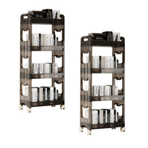 SOGA 2X 38x24cm Black 3 Tier Bookshelf Cosmetic Storage Organizer Trolley Rack BookSheDark8X2 AU DEPOT - AU DEPOT