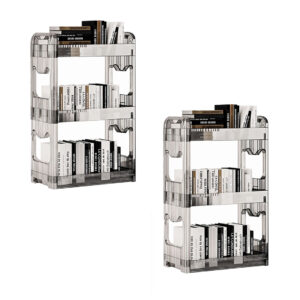 SOGA 2X 38x24cm Clear 3 Tier Bookshelf Cosmetic Storage Organizer Trolley Rack BookSheClear3X2 AU DEPOT - AU DEPOT