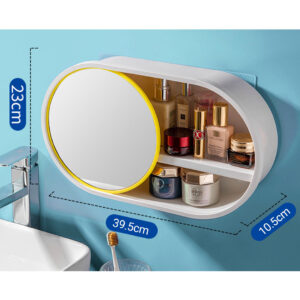 SOGA 2X 39cm Oval Wall-Mounted Mirror Storage Box Vanity Mirror Rack Bathroom Adhesive Shelf Home Organiser Decor, Home, Bathroom, Bathroom Accessories, Bathroom Storage, ,  - AU DEPOT 2